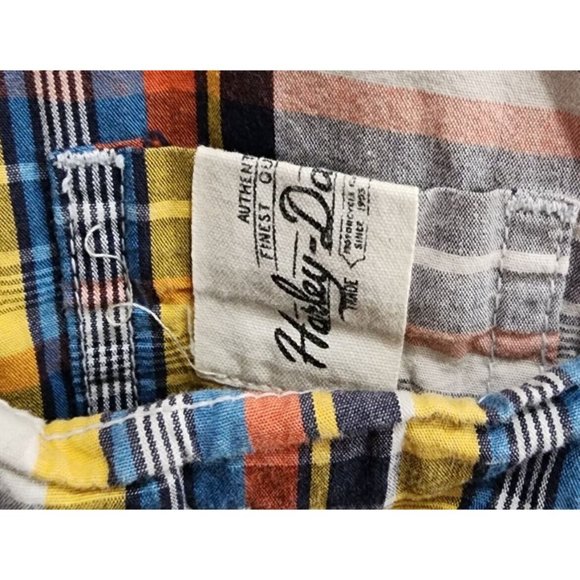 RARE Harley Davidson Colorful Striped Plaid Long Sleeve Button Up Shirt Size M - Picture 10 of 14